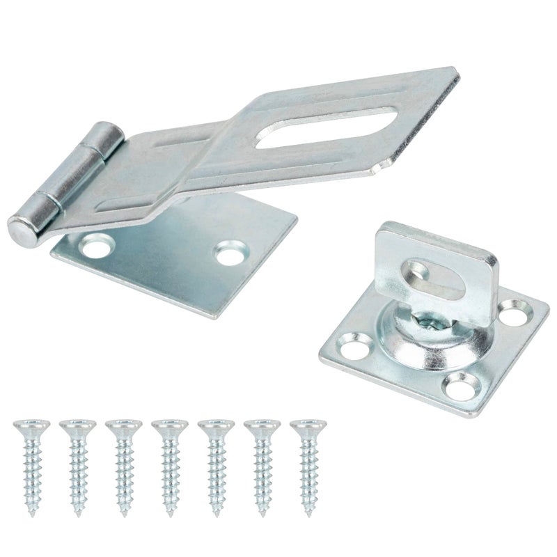 SANKINS 4-1/2"" Swivel Staple Safety Hasps, Gate Door Hasp Latches Safety Packlock Clasp Locking with Twist Knob for Fence, Gate, Cabinet, in Zinc Plated, 2 Pack - Image 1